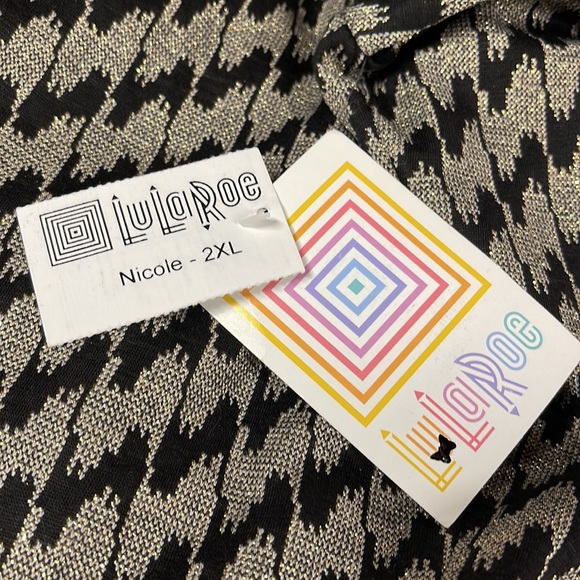 LuLaRoe New Elegant Black Metallic Gold Nicole Dress 2XL NWT - Picture 8 of 12